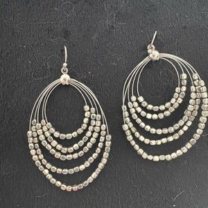 Silver Multi-Hoop Beaded Earrings